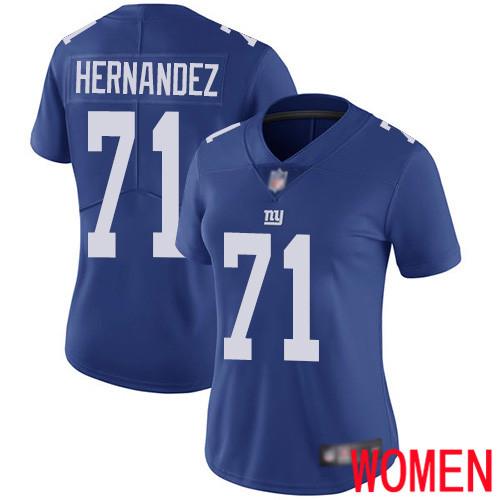 Women New York Giants #71 Will Hernandez Royal Blue Team Color Vapor Untouchable Limited Player Football NFL Jersey->women nfl jersey->Women Jersey
